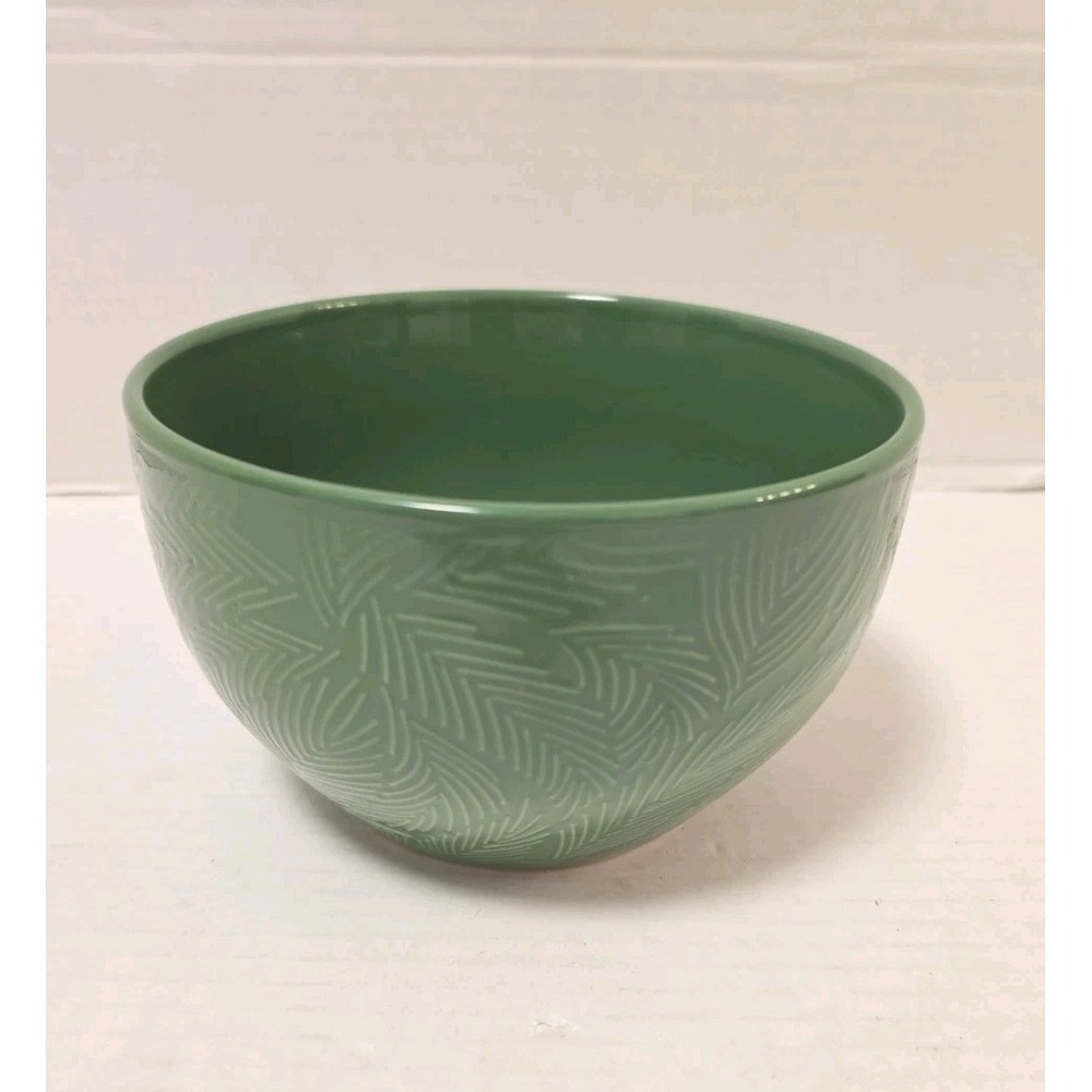 DesignPac Green Leaf Ceramic Bowl Glossy Finish Round Dishwasher Microwave Safe